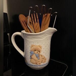 Country Bear by Tienshan Ceramic Bear Pitcher with Utensils